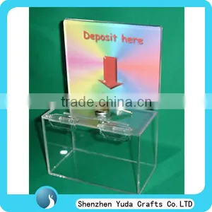Top Rated Seller Clear Acrylic Coin Boxes for Donation Fundraising Charity thumbnail-1