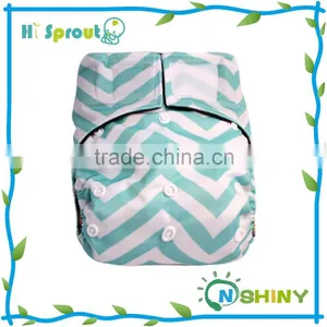 Blue Chevron Printed Reusable Baby Cloth Diapers thumbnail-1
