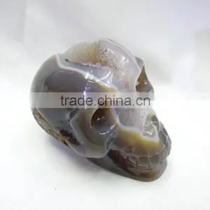 100% Natural Dream Amethyst Crystal Quartz Skull on Sale With Geode thumbnail-4