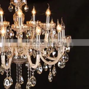 Golden Round Crystal Candle Chandelier thumbnail-3