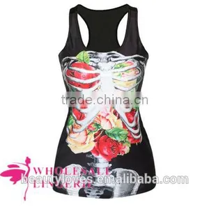 Skeleton Women Black Summer Tank Tops ,summer Vests thumbnail-2