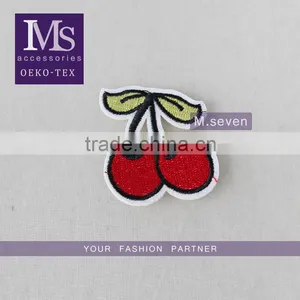 Beautiful 5*5 cm Embroidery Mini Cherry Printting Design Trim Custom Leather Patch thumbnail-1