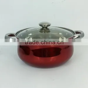 10pcs Colorful Soup Pot ss Pot With Glass Lid And Ear Handle Of Stainless Steel Cookware Set thumbnail-1