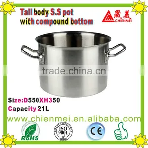 Elegant 03 Style Tall Body Stainless Steel Cooking Pot With Aliminum Clad Bottom thumbnail-3