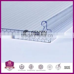 Width 600mm Roofing U-lock Four Wall Honeycomb Polycarbonate Sheet, Multiwall Polycarbonate Sheet/cellular pc Panel thumbnail-4