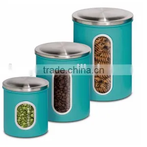 Blue 3-Piece Metal Nested Kitchen Canister Storage Set thumbnail-2