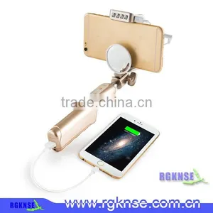 2016 Profession Design Enhancing Light Selfie Stick With Power Bank Portable Monopod With Mirror thumbnail-1