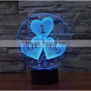 2017 Wholesale Gift Items Valentine's Day Gift 7color 3d Romantic LED Night Light Lamp 3d Illusion Lamp thumbnail-3