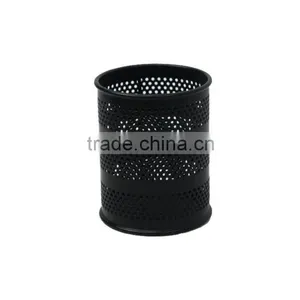 Round Black Metal Mesh Modern Pencil Holder Pen Stand thumbnail-2