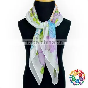 Children Girls Fashion Short Tulle Scarf Tulle Flower Print Hemming Scarf thumbnail-3