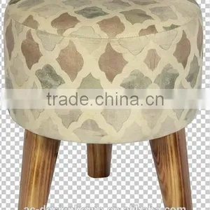 ROUND PU LEATHER/WOODEN STOOL thumbnail-1