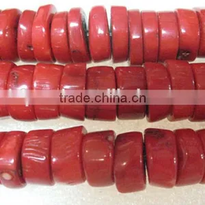 Genuine 17mm Large Red Abacus Coral Beads thumbnail-1