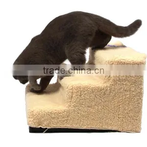 Pet Stairs Cat Small Puppy Dog Steps With Washable Portable Cover 3 Steps thumbnail-1