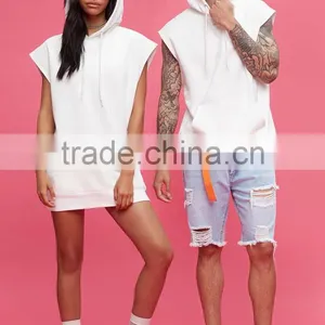 Sports Wear Unisex Deep Armholes Sleeveless Drawstring Hood Hoodie Sports Vest With Kangaroo Pocket thumbnail-2