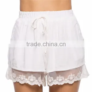 Fashion Women Casual Loose Solid Shorts Elastic Waist Lace Mid-waist Summer Shorts for Hot Sexy Girls Short Pants thumbnail-1