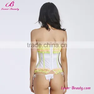 Cheap Women Lace Overbust Plastic Boned Waist Reducing Corset Zipper Body Shaping Corset thumbnail-6