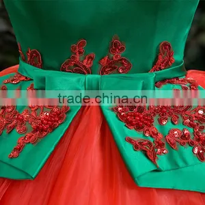 MGOO High Fashion Chinese Style Red Color Halter Maxi Prom Dress Ball Gown Tulle Green Toast Dress YDYS15B0083 thumbnail-5