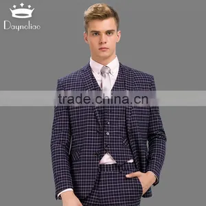 Daynoliao Slim Fit 3 Pieces Trendy Woolen Business Suits Plaid Male Suit for Men thumbnail-1