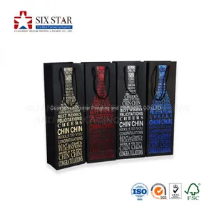 China Factory Customized Printed Black Wine Packaging Bags With Hot Foil thumbnail-2
