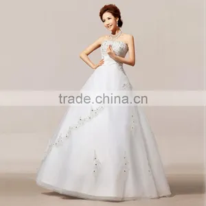 Newest Style Satin And Tulle Appliqued Elegant Ball Gown Simple Wedding Bridal Dress thumbnail-2