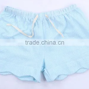 New Design Western Girls Summer Scalloped Seersucker Shorts thumbnail-2
