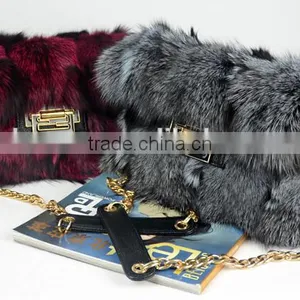 Fox Fur Dual-use Bags Handbags Fashion With Leather Trim thumbnail-1