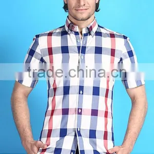 Latest Design Egyptian Cotton Italian Short Sleeve Plaids Plaids Casual Men Shirt thumbnail-1