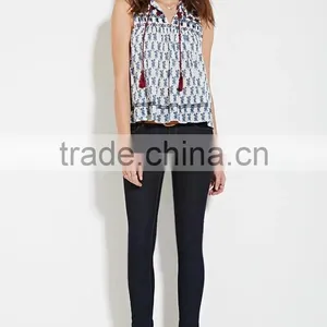 2016 Guangzhou Shandao Oem Service Summer New Design Casual Sleeveless Printing Women Rayon Tops thumbnail-4