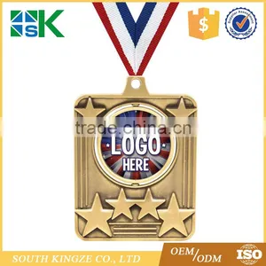 Rectangular Shape Star Designed Antique Bronze Finish Football Sport Medal thumbnail-1