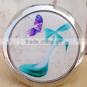 2015 Pocket Metal Pocket Round Mini Mirror for Birthday Gifts,Cosmetci Hangbag Mirror With High Heel Shoes thumbnail-4