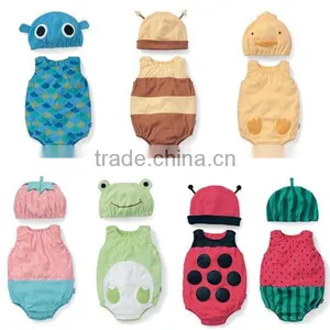 Cartoon Animal Fruit Sleeveless 100% Cotton Baby Romper With Hat thumbnail-1