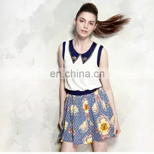 Roral Fashion Sleeveless Top Mini Skirt Summer Latest Unique Lady 2Pieces Dress Suit thumbnail-1