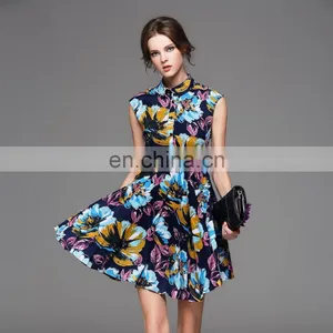 Ladies High Quality Sleeveless Cotton Umbrella Dress Supplier thumbnail-1