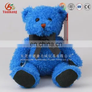 Factory Price 20cm Stuffed Blue Teddy Bear Embroidered Plush Toy With Bowtie thumbnail-1