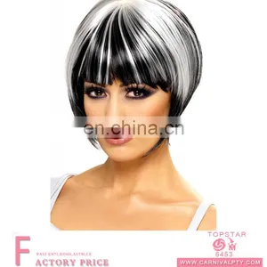 Cosplay Synthenic Mixed Black and White Short Wig Hair for Women Decoration thumbnail-2