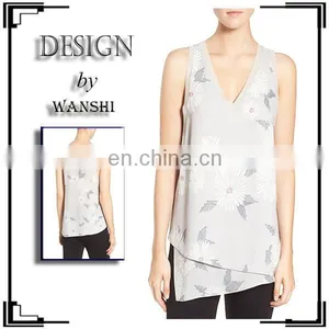 Floral Print V-Neck Tank Top Casual Women Clothing Ladies Tops For Women 2016 thumbnail-1