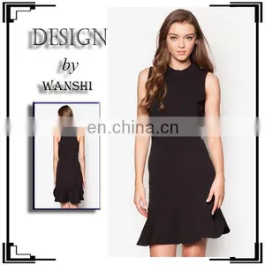 High Quality Fashion Flounced Skirt Sweet Summer Sleeveless Black Women Dresses thumbnail-1