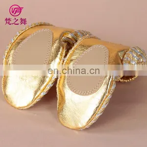 X-8053 Professional Gold Full Sequins Practice Soft Sole Belly Dance Shoes for Women thumbnail-5