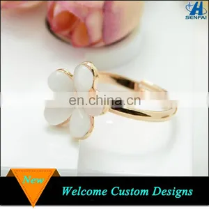 Latest Fashion Jewelry Zinc Alloy Flower Shape Gold Design Opal Ring For Girls thumbnail-1