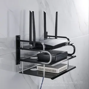 Black Small Three-layer Video Set Top Box Shelf Router Storage Bracket Wall Mounted thumbnail-2
