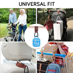Rotatable Cart Organizer Stroller Accessories Pram Hook Leather Baby Bag Stroller Hook Stroller Buggy Hook Hang Carabiner Clip thumbnail-5