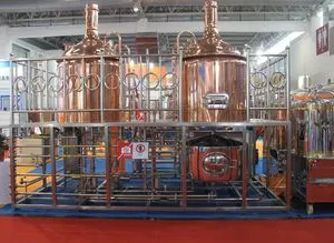 Red Copper Clad Craft Beer Brewing System - 300L 500L 1000L Commercial Brewery Machine thumbnail-1