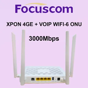AX3000 WiFi 6 GPON ONU 4GE+1VoIP+USB 3.0 Dual Band 160MHz Gigabit ONT High-Speed Router With 4*5dBi Antennas for FTTH Solution Focuscom FC3104X thumbnail-1