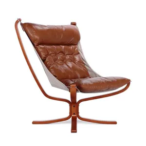Falcon Chair Vatne Replica Mid-Century Leather Lounge Chair for Home & Hotel thumbnail-2