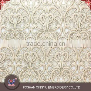 Latest Fashion Top Quality 3d Embroidery White QMilch Embroidered Organza Fabric for Women Cloth thumbnail-1