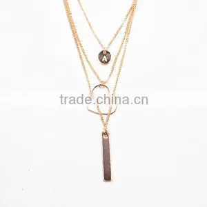 Hot Selling Womens Girls 3 Gold Tone Long Chain Alloy Charms Beads Necklace thumbnail-1