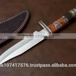 HUNTING KNIFE STEEL BOLSTER WITH STAINED CAMEL BONE thumbnail-1