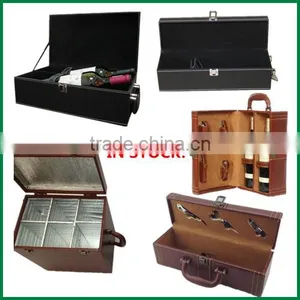 1 Bottle,2 Bottle,6 Bottle Stock Pu Leather Cover Wood Wine Gift Box thumbnail-1