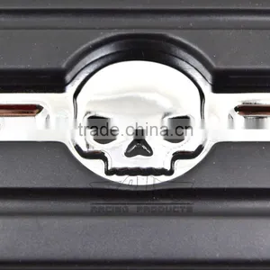 BJ-FP216-052 Billet Aluminum Skull Large Motorcycle Brake Pedal Pad Cover For 1980-up Harley Touring FLD thumbnail-4