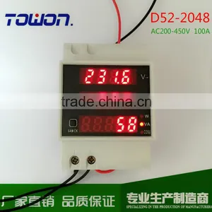 Din Rail LED AC 200-450V 0-100A Display Voltmeter Ammeter With Active and Reactive Power and Power Factor 5 in 1 Combo Meter thumbnail-1